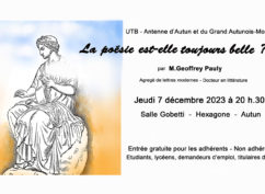 Conférence : La poésie est-elle toujours belle ? par Geoffrey Pauly, professeur agrégé de lettres modernes.