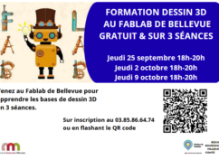 Formation au dessin 3D sur 3 séances au Fablab de Bellevue
