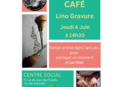 Pause café – Lino gravure
